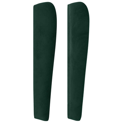 sengegavl med kanter 83x23x118/128 cm fløjl mørkegrøn