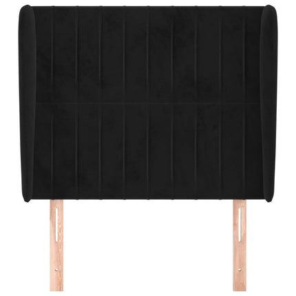 sengegavl med kanter 93x23x118/128 cm fløjl sort