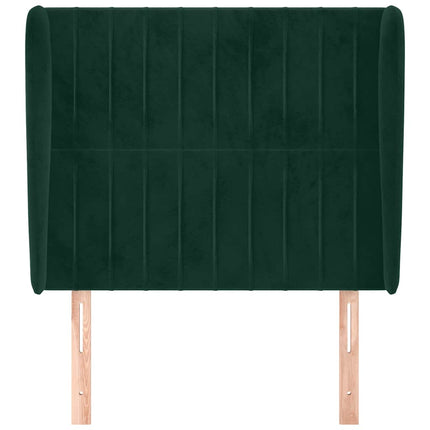 sengegavl med kanter 93x23x118/128 cm fløjl mørkegrøn