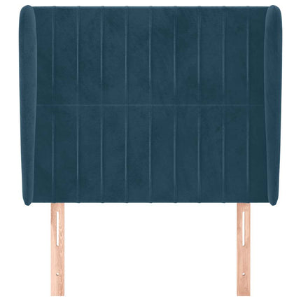 sengegavl med kanter 93x23x118/128 cm fløjl mørkeblå