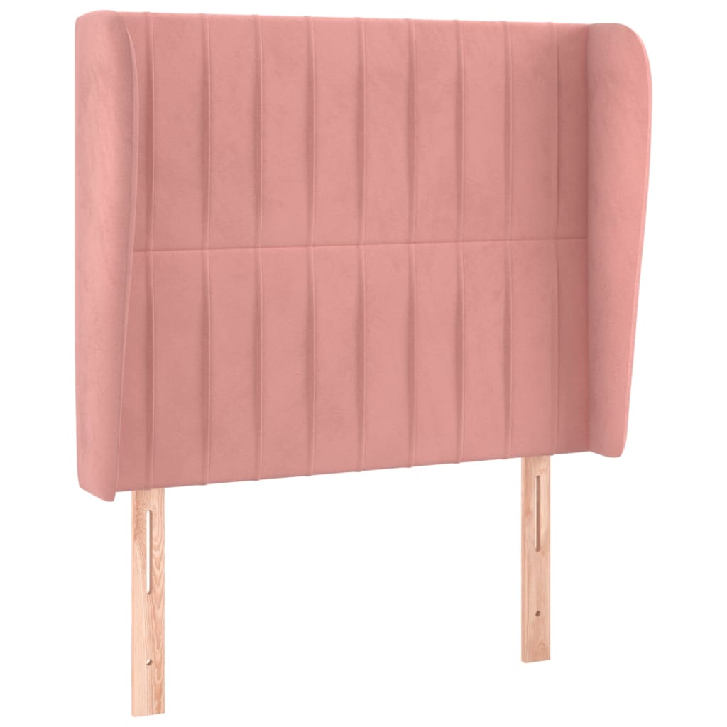sengegavl med kanter 93x23x118/128 cm fløjl lyserød
