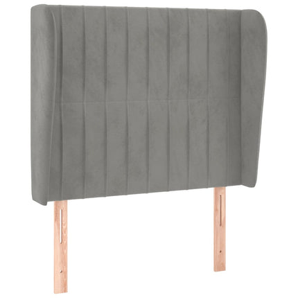 sengegavl med kanter 103x23x118/128 cm fløjl lysegrå