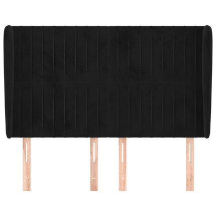 sengegavl med kanter 147x23x118/128 cm fløjl sort