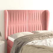 sengegavl med kanter 147x23x118/128 cm fløjl lyserød