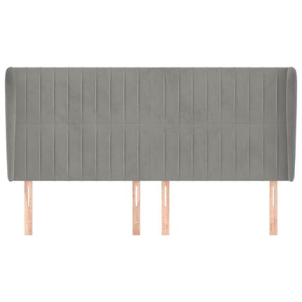 sengegavl med kanter 163x23x118/128 cm fløjl lysegrå