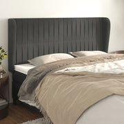 sengegavl med kanter 163x23x118/128 cm fløjl mørkegrå
