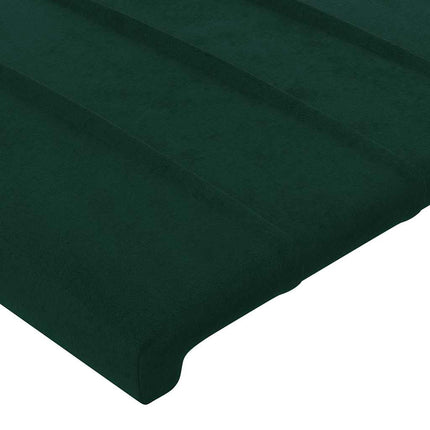 sengegavl med kanter 163x23x118/128 cm fløjl mørkegrøn