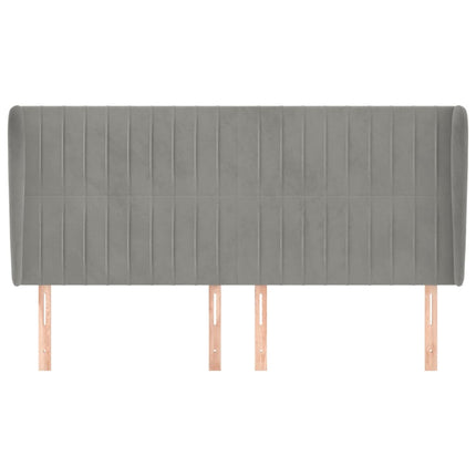 sengegavl med kanter 183x23x118/128 cm fløjl lysegrå