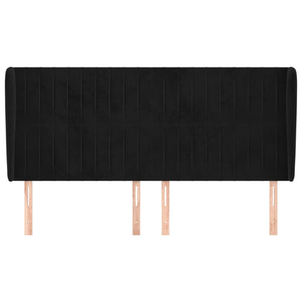 sengegavl med kanter 203x23x118/128 cm fløjl sort