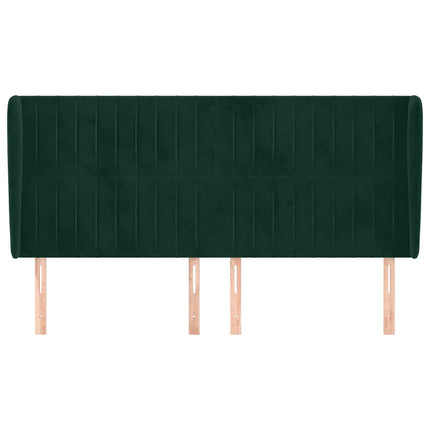 sengegavl med kanter 203x23x118/128 cm fløjl mørkegrøn