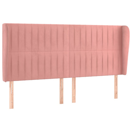 sengegavl med kanter 203x23x118/128 cm fløjl lyserød