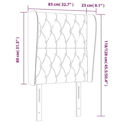 sengegavl med kanter 83x23x118/128 cm stof sort