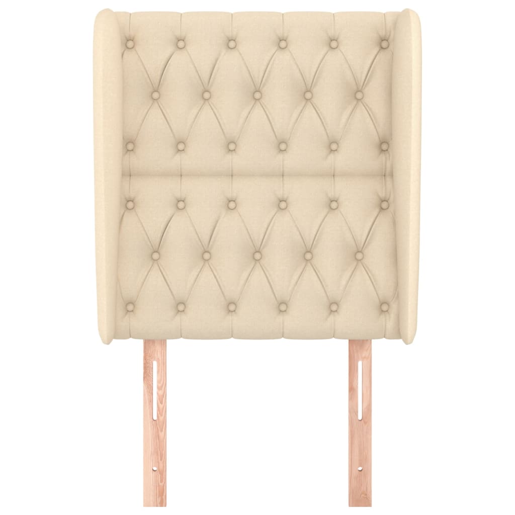 sengegavl med kanter 83x23x118/128 cm stof cremefarvet
