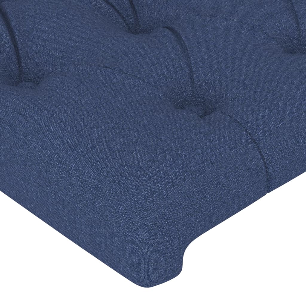 sengegavl med kanter 83x23x118/128 cm stof blå