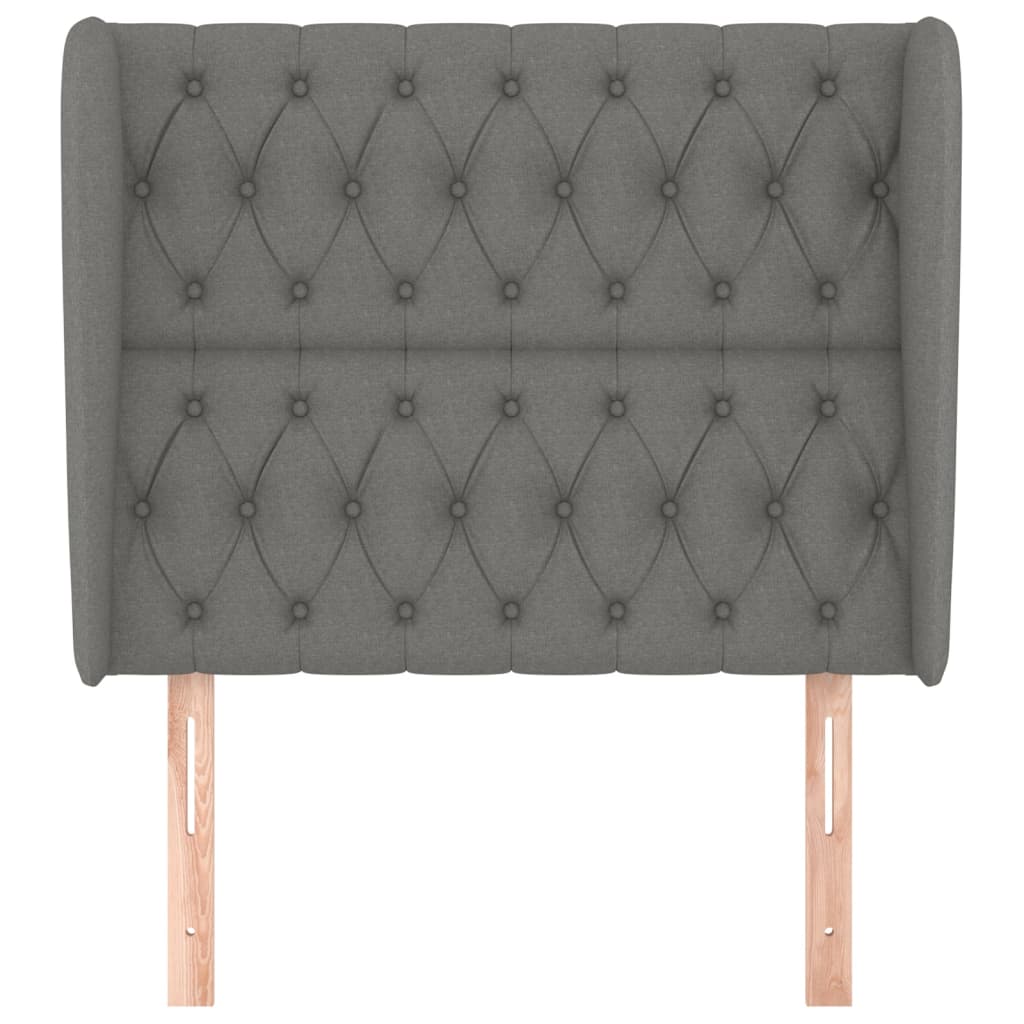 sengegavl med kanter 93x23x118/128 cm stof mørkegrå