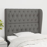 sengegavl med kanter 93x23x118/128 cm stof mørkegrå