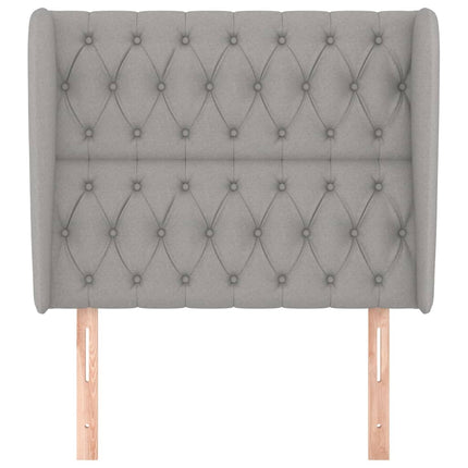 sengegavl med kanter 103x23x118/128 cm stof lysegrå