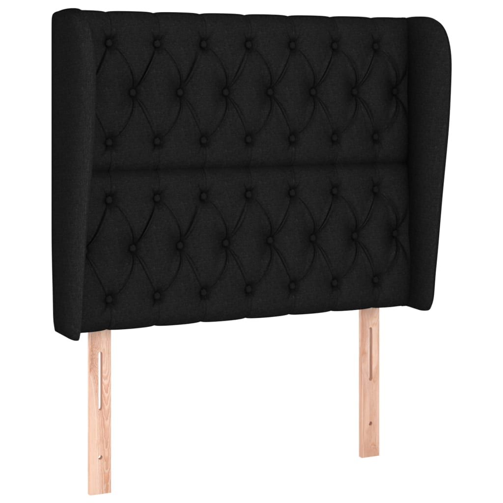 sengegavl med kanter 103x23x118/128 cm stof sort
