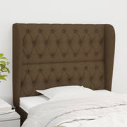 sengegavl med kanter 103x23x118/128 cm stof mørkebrun