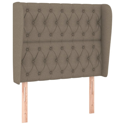 sengegavl med kanter 103x23x118/128 cm stof gråbrun