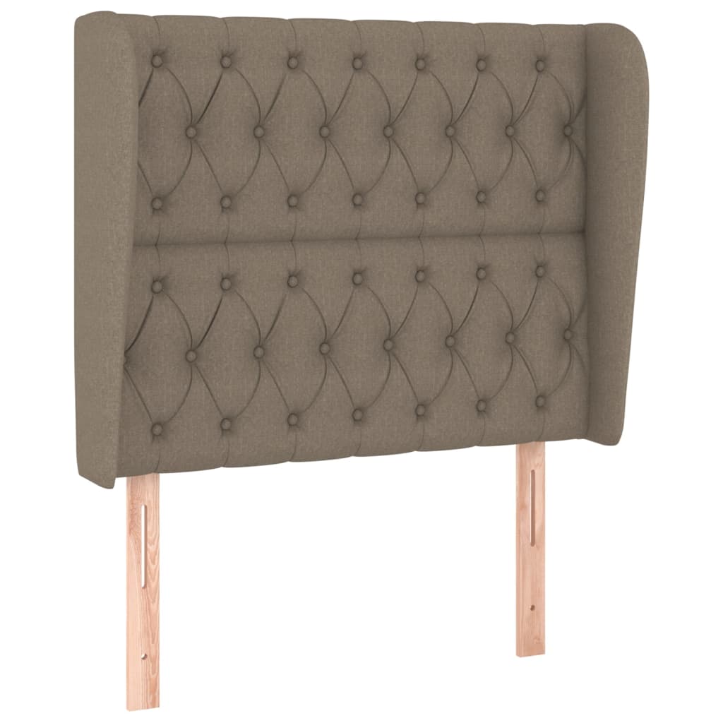 sengegavl med kanter 103x23x118/128 cm stof gråbrun