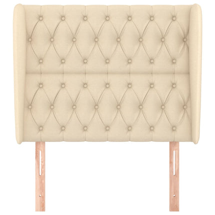 sengegavl med kanter 103x23x118/128 cm stof cremefarvet