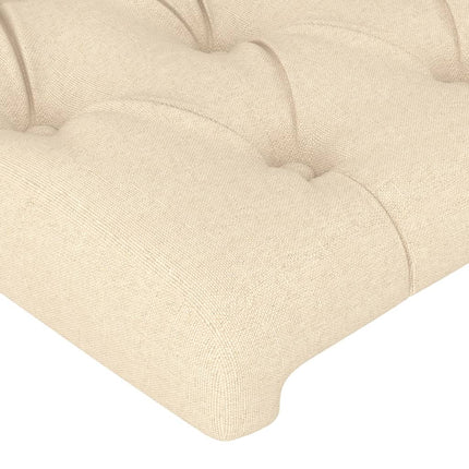 sengegavl med kanter 103x23x118/128 cm stof cremefarvet