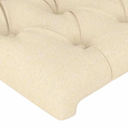 sengegavl med kanter 103x23x118/128 cm stof cremefarvet
