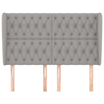 sengegavl med kanter 147x23x118/128 cm stof lysegrå