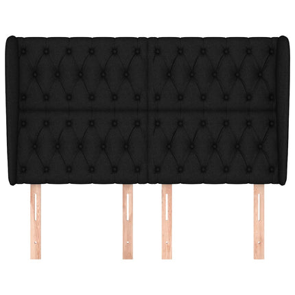 sengegavl med kanter 147x23x118/128 cm stof sort