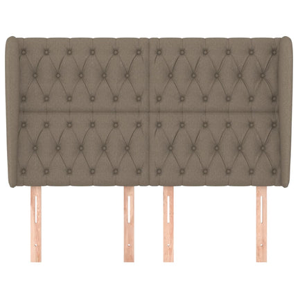 sengegavl med kanter 147x23x118/128 cm stof gråbrun