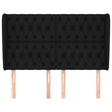 sengegavl med kanter 163x23x118/128 cm stof sort