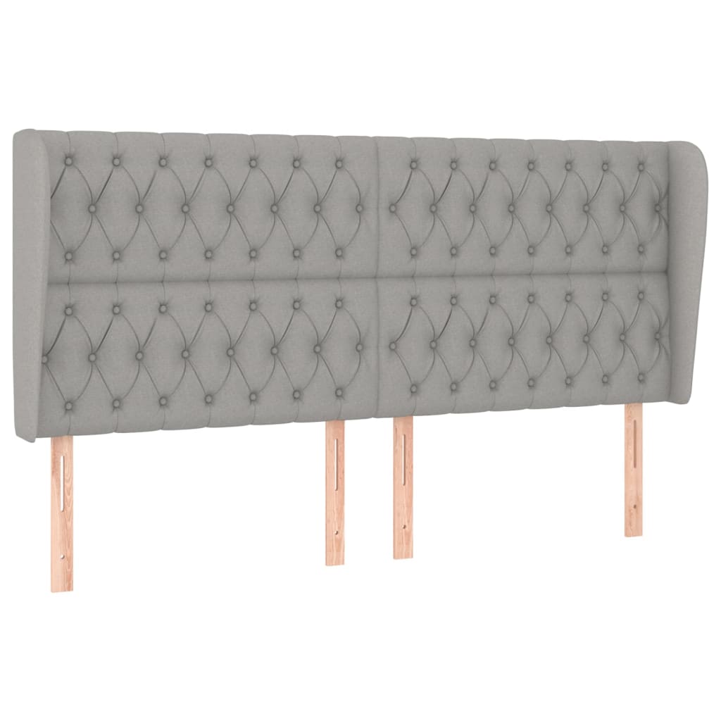 sengegavl med kanter 183x23x118/128 cm stof lysegrå