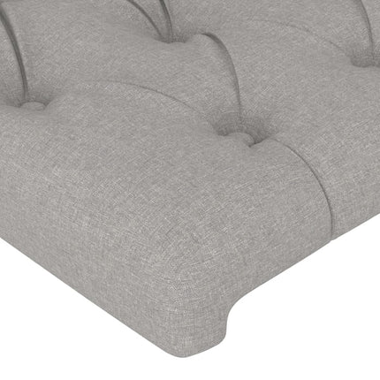 sengegavl med kanter 183x23x118/128 cm stof lysegrå