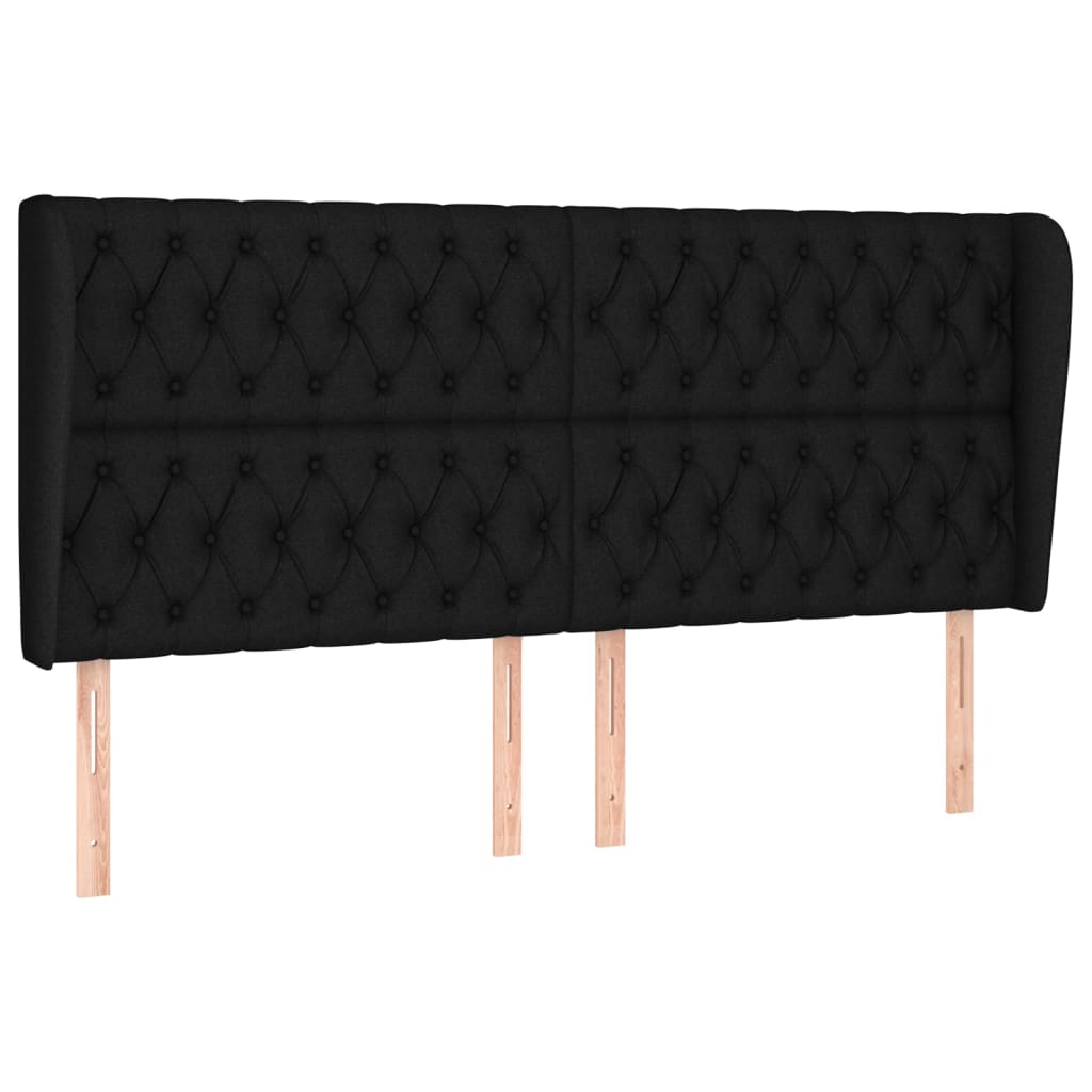 sengegavl med kanter 183x23x118/128 cm stof sort