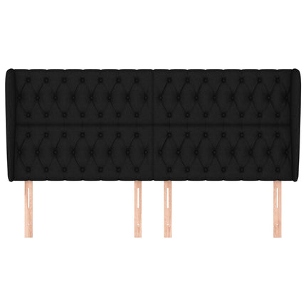 sengegavl med kanter 183x23x118/128 cm stof sort