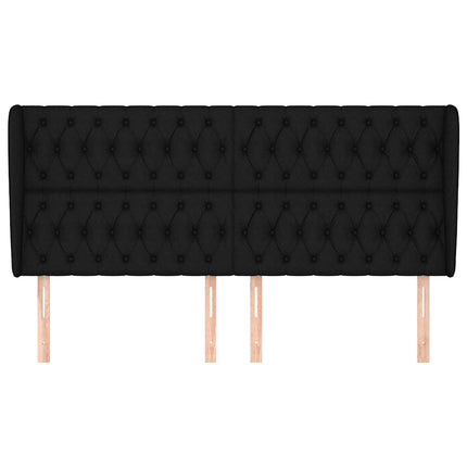 sengegavl med kanter 183x23x118/128 cm stof sort