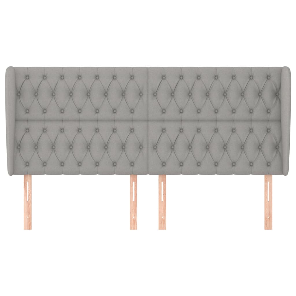 sengegavl med kanter 203x23x118/128 cm stof lysegrå
