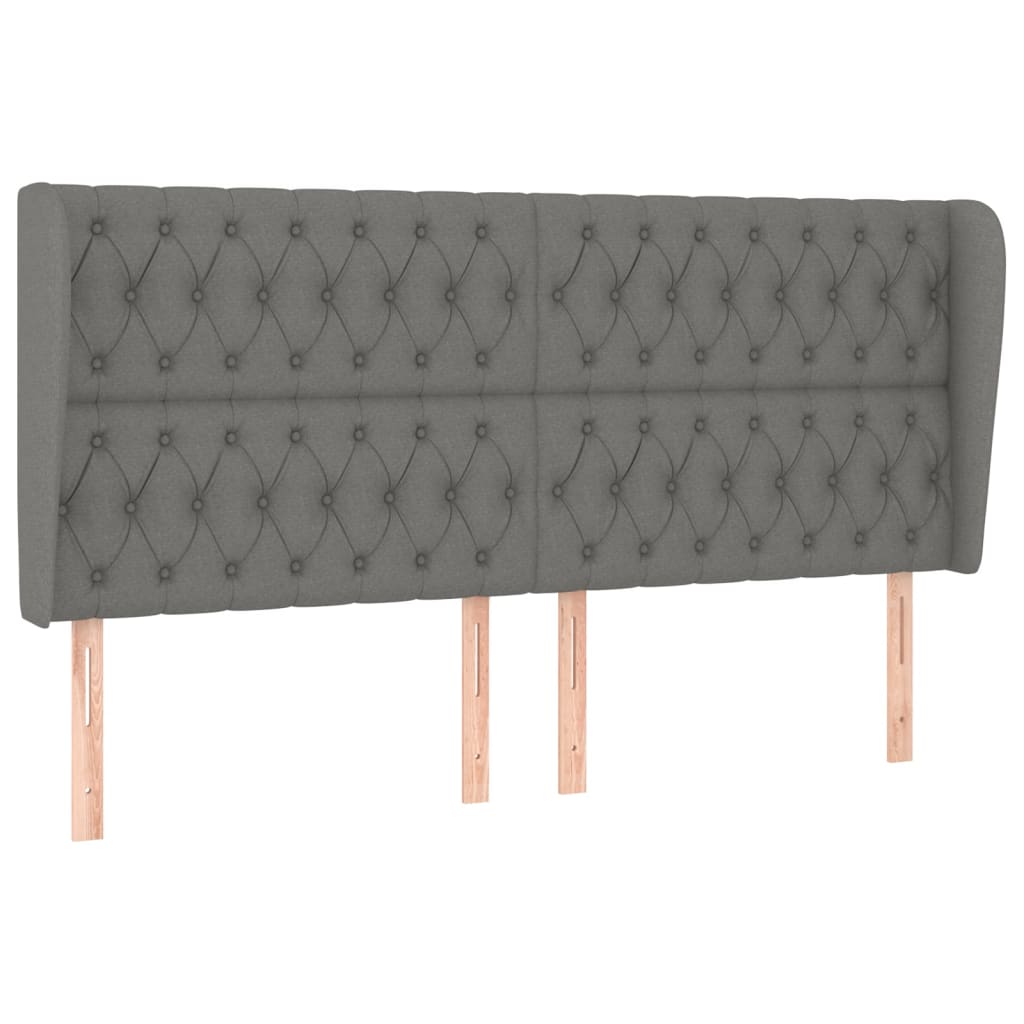 sengegavl med kanter 203x23x118/128 cm stof mørkegrå