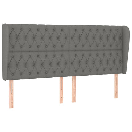 sengegavl med kanter 203x23x118/128 cm stof mørkegrå