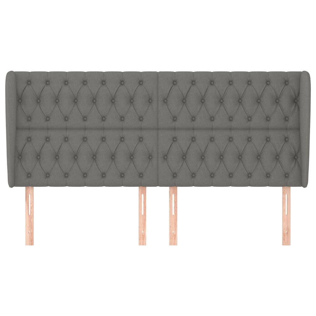 sengegavl med kanter 203x23x118/128 cm stof mørkegrå