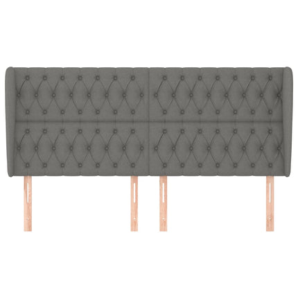 sengegavl med kanter 203x23x118/128 cm stof mørkegrå