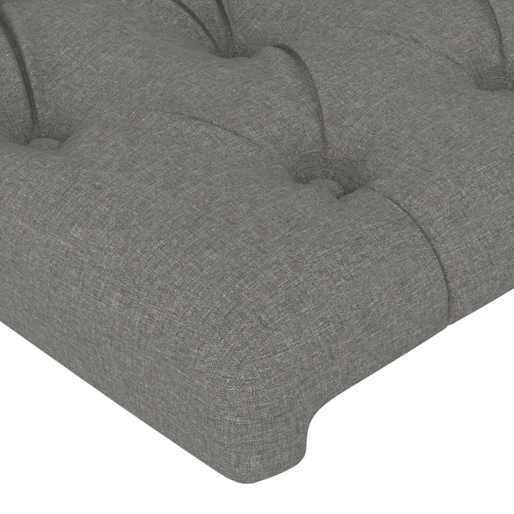 sengegavl med kanter 203x23x118/128 cm stof mørkegrå