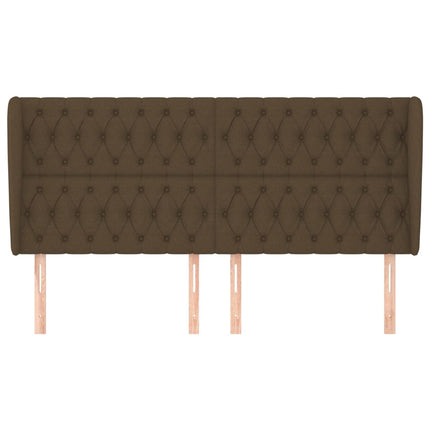 sengegavl med kanter 203x23x118/128 cm stof mørkebrun