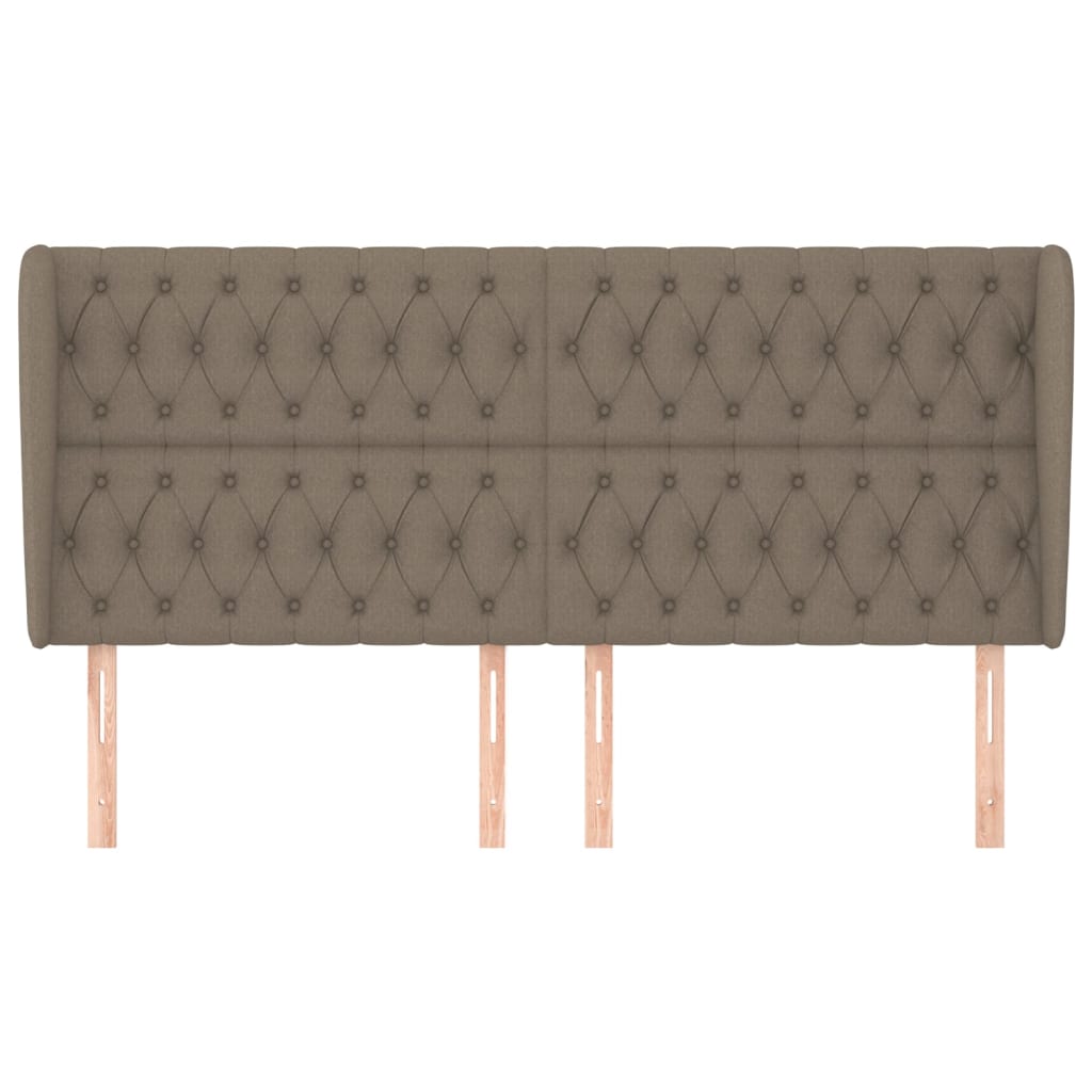 sengegavl med kanter 203x23x118/128 cm stof gråbrun