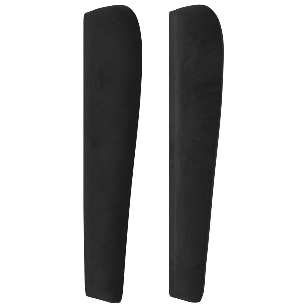 sengegavl med kanter 83x23x118/128 cm fløjl sort
