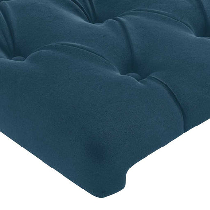 sengegavl med kanter 93x23x118/128 cm fløjl mørkeblå