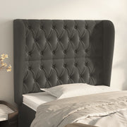 sengegavl med kanter 103x23x118/128 cm fløjl mørkegrå