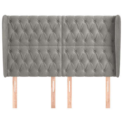 sengegavl med kanter 147x23x118/128 cm fløjl lysegrå