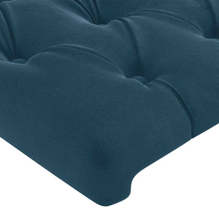sengegavl med kanter 147x23x118/128 cm fløjl mørkeblå